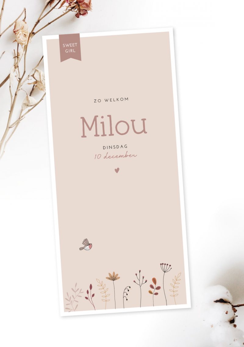 Geboortekaartje Autumn Winter Floral