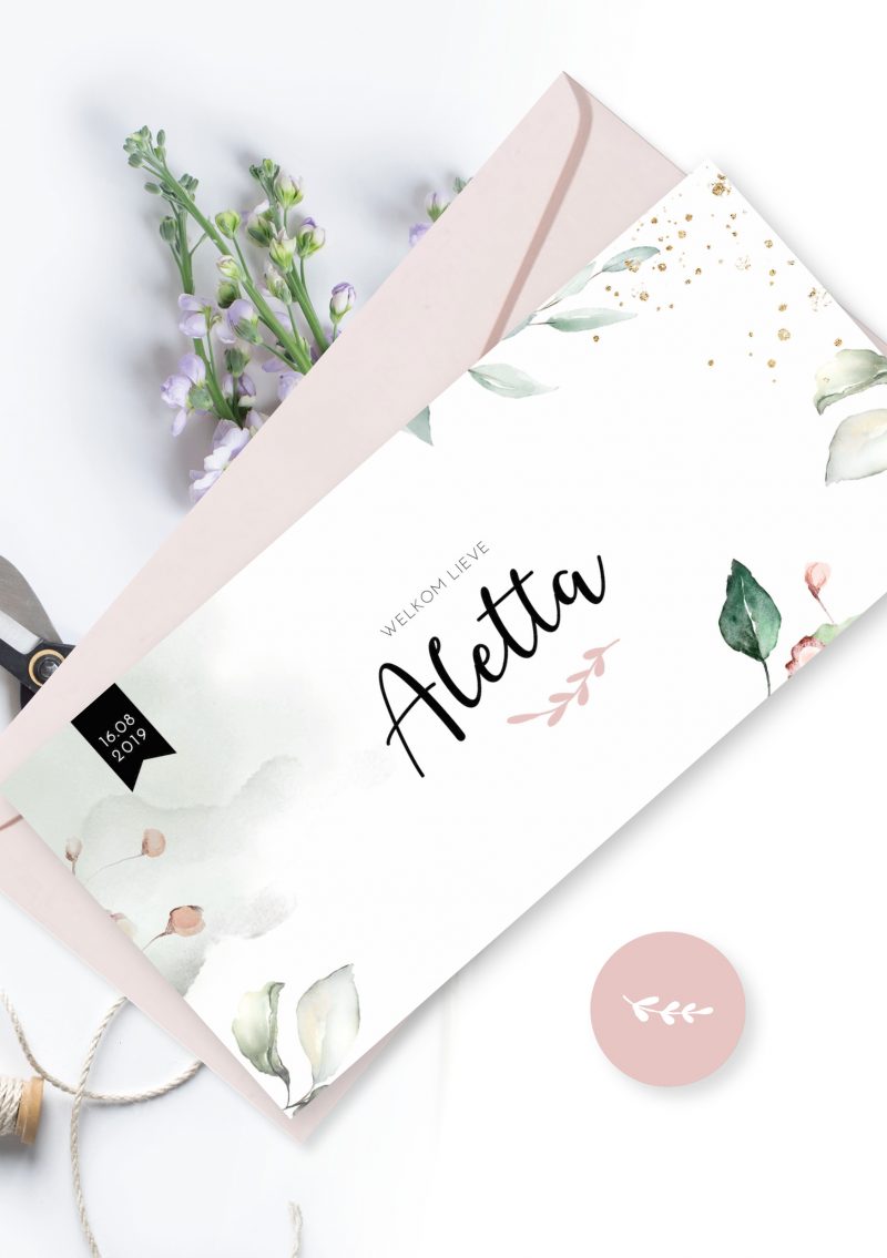 Geboortekaartje Watercolor Aletta
