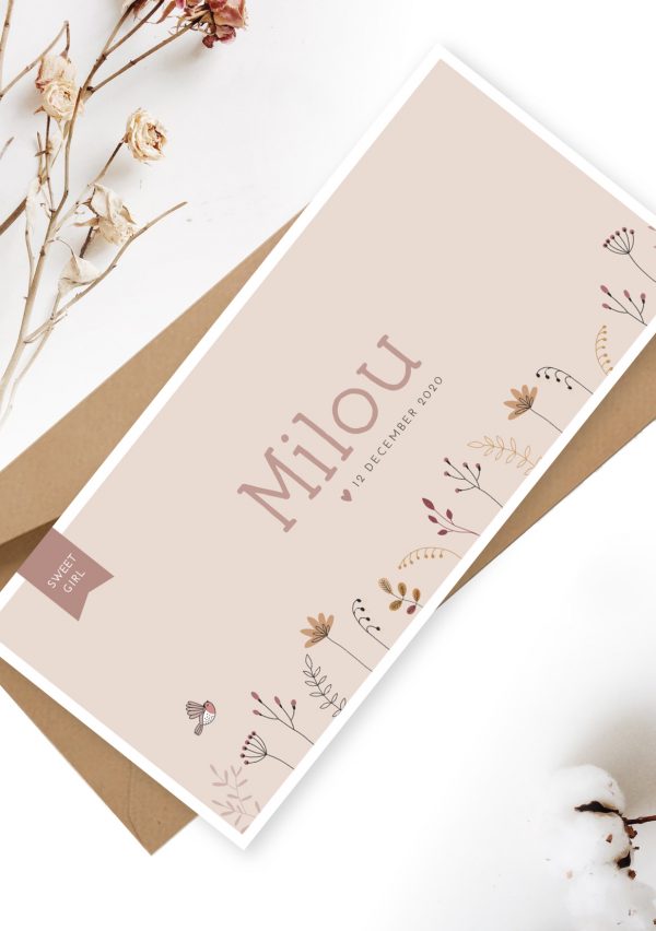 Geboortekaartje Autumn Winter Floral liggend