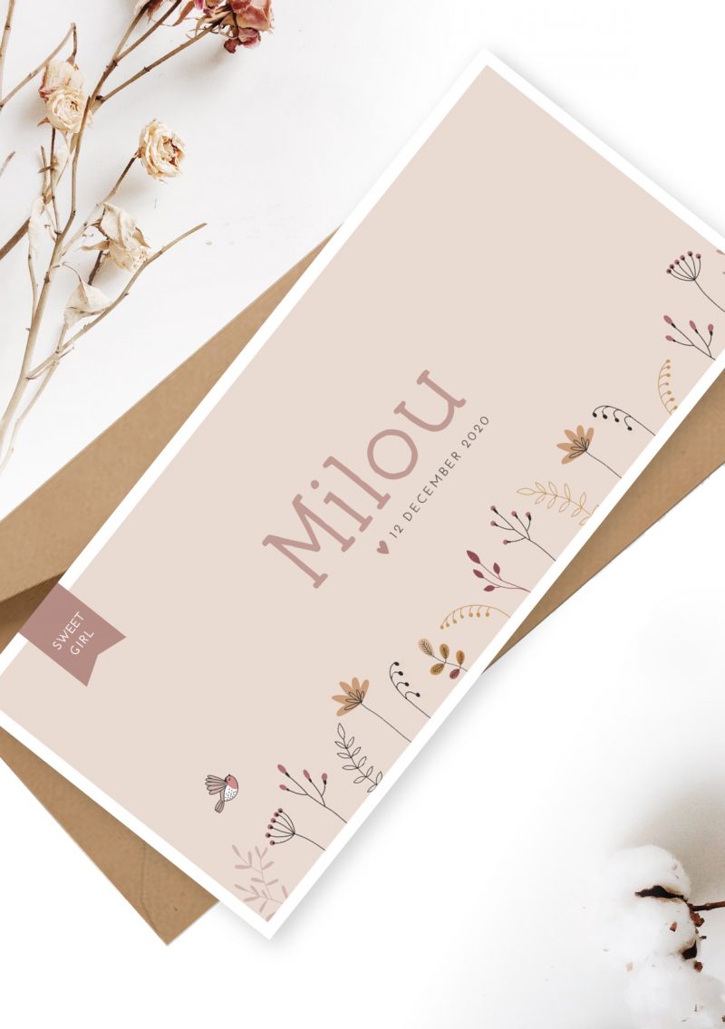 Geboortekaartje Autumn Winter Floral liggend