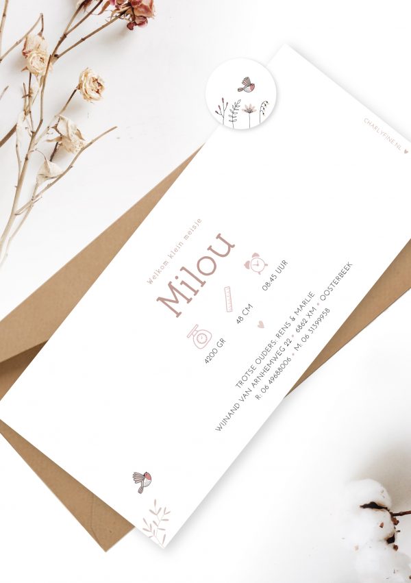 Geboortekaartje Autumn Winter Floral liggend - Afbeelding 4